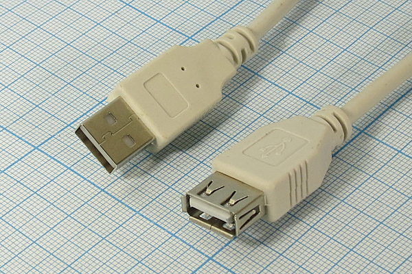 шнур шт USB A-гн USB A\3м\\сер/пл\сер\REX18-1116
